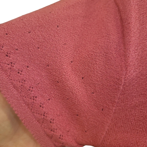 Pink floral button up sweater medium Villager by Liz Claiborne - Picture 3 of 4